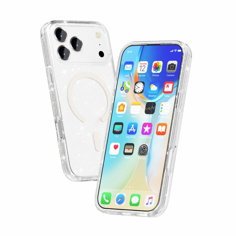 Custodia magnetica per telefono MagSafe in stile Terminator con glitter in polvere., For iPhone 18 Pro / 17 Pro, For iPhone 18 Pro Max / 17 Pro Max, For iPhone 17