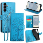 Custodia per telefono in pelle con motivo albero e cervo in rilievo, For Samsung Galaxy S26+ 5G, For Samsung Galaxy S26 Ultra 5G, For Samsung Galaxy S26 5G, For Samsung Galaxy S25 5G
