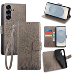 Custodia per telefono in pelle con motivo albero e cervo in rilievo, For Samsung Galaxy S26+ 5G, For Samsung Galaxy S26 Ultra 5G, For Samsung Galaxy S26 5G, For Samsung Galaxy S25 5G