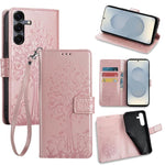 Custodia per telefono in pelle con motivo albero e cervo in rilievo, For Samsung Galaxy S26+ 5G, For Samsung Galaxy S26 Ultra 5G, For Samsung Galaxy S26 5G, For Samsung Galaxy S25 5G