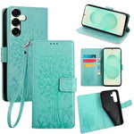 Custodia per telefono in pelle con motivo albero e cervo in rilievo, For Samsung Galaxy S25+ 5G, For Samsung Galaxy S25 Ultra 5G