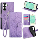 Custodia per telefono in pelle con motivo albero e cervo in rilievo, For Samsung Galaxy S25+ 5G, For Samsung Galaxy S25 Ultra 5G