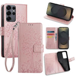 Custodia per telefono in pelle con motivo albero e cervo in rilievo, For Samsung Galaxy S25+ 5G, For Samsung Galaxy S25 Ultra 5G