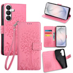 Custodia per telefono in pelle con motivo albero e cervo in rilievo, For Samsung Galaxy S26+ 5G, For Samsung Galaxy S26 Ultra 5G, For Samsung Galaxy S26 5G, For Samsung Galaxy S25 5G