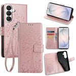 Custodia per telefono in pelle con motivo albero e cervo in rilievo, For Samsung Galaxy S26+ 5G, For Samsung Galaxy S26 Ultra 5G, For Samsung Galaxy S26 5G, For Samsung Galaxy S25 5G