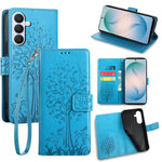 Custodia per telefono in pelle con motivo albero e cervo in rilievo, For Samsung Galaxy S26+ 5G, For Samsung Galaxy S26 Ultra 5G, For Samsung Galaxy S26 5G, For Samsung Galaxy S25 5G