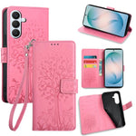 Custodia per telefono in pelle con motivo albero e cervo in rilievo, For Samsung Galaxy S26+ 5G, For Samsung Galaxy S26 Ultra 5G, For Samsung Galaxy S26 5G, For Samsung Galaxy S25 5G