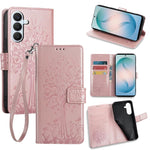 Custodia per telefono in pelle con motivo albero e cervo in rilievo, For Samsung Galaxy S26+ 5G, For Samsung Galaxy S26 Ultra 5G, For Samsung Galaxy S26 5G, For Samsung Galaxy S25 5G