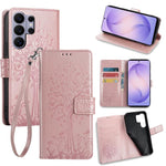 Custodia per telefono in pelle con motivo albero e cervo in rilievo, For Samsung Galaxy S26+ 5G, For Samsung Galaxy S26 Ultra 5G, For Samsung Galaxy S26 5G, For Samsung Galaxy S25 5G