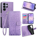Custodia per telefono in pelle con motivo albero e cervo in rilievo, For Samsung Galaxy S26+ 5G, For Samsung Galaxy S26 Ultra 5G, For Samsung Galaxy S26 5G, For Samsung Galaxy S25 5G