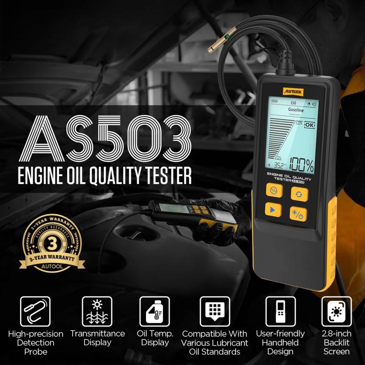 AUTOOL AS503 Analizzatore di qualità dell'olio motore per auto con display retroilluminato da 2,8 pollici, AS503