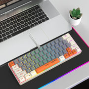 HXSJ V400 Wired Color Matching RGB Backlit Membrane Keyboard 63 Key Caps, Cable Length: 1.7m, V400 Beige + Grey, V400 Grey + Beige, V400 Beige + Grey + Orange, V400 Grey + Beige + Orange