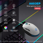 HXSJ X200 3600DPI Colorful Luminous Wired Mouse, Cable Length: 1.5m, X200 Black, X200 White