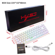 HXSJ V200 Russian Version Wired RGB Backlit Mechanical Keyboard 68 Key Caps, Cable Length: 1.7m, V200 Russian Version Black, V200 Russian Version White