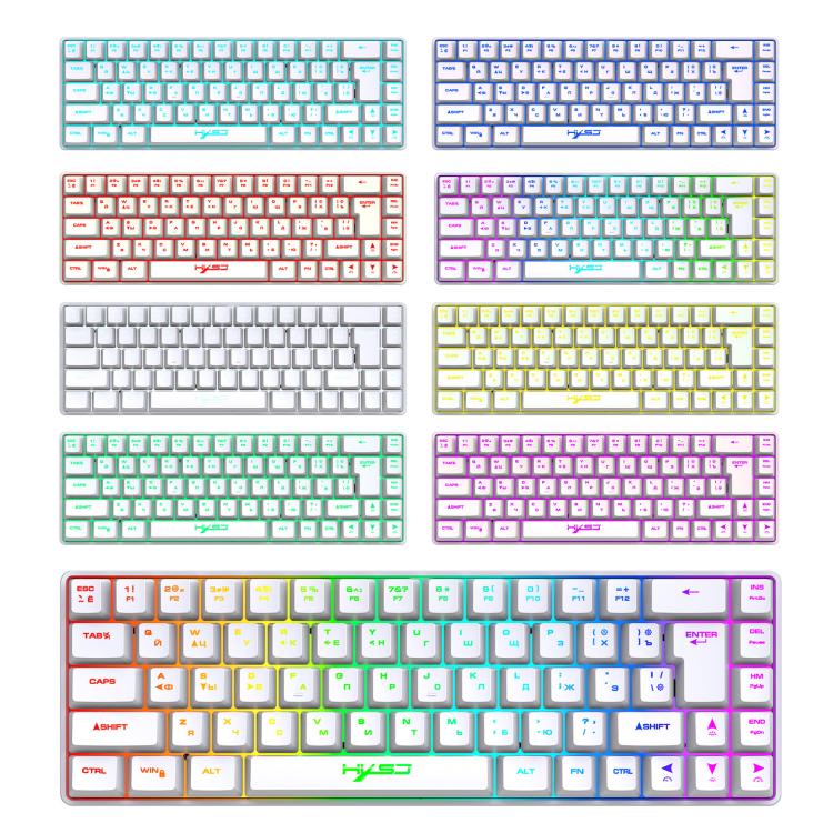HXSJ V200 Russian Version Wired RGB Backlit Mechanical Keyboard 68 Key Caps, Cable Length: 1.7m, V200 Russian Version Black, V200 Russian Version White
