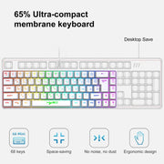 HXSJ V200 Russian Version Wired RGB Backlit Mechanical Keyboard 68 Key Caps, Cable Length: 1.7m, V200 Russian Version Black, V200 Russian Version White