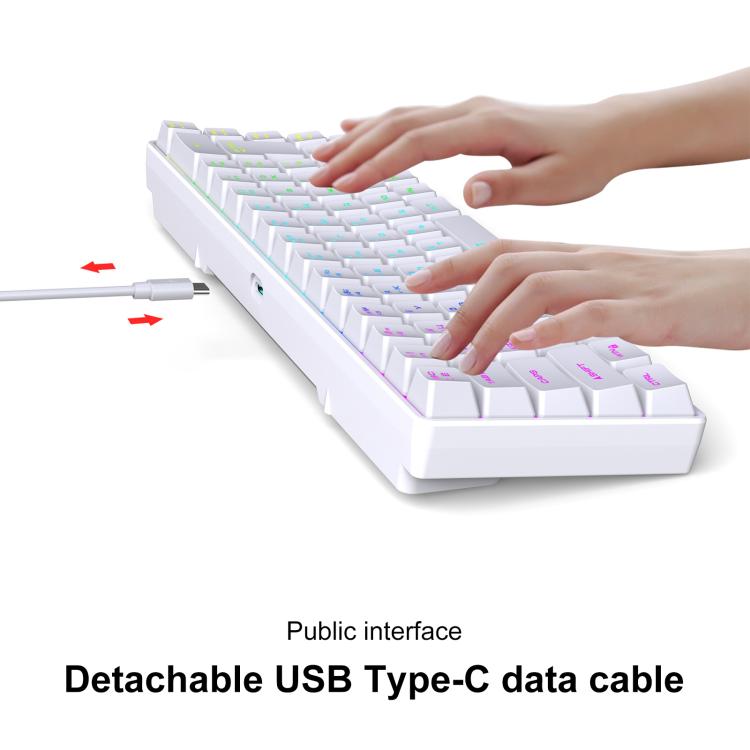 HXSJ V200 Russian Version Wired RGB Backlit Mechanical Keyboard 68 Key Caps, Cable Length: 1.7m, V200 Russian Version Black, V200 Russian Version White