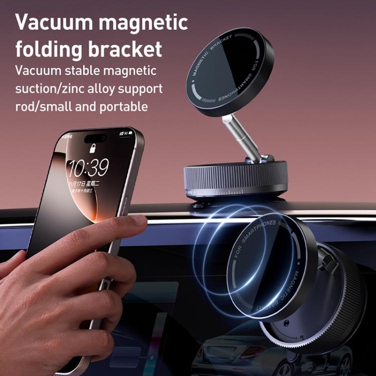 Supporto magnetico per telefono da auto K10A con adsorbimento sottovuoto e pieghevole su tre assi., K10A (White), K10A (Black), K10A (Grey)
