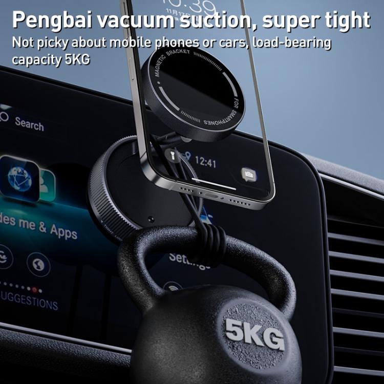 Supporto magnetico per telefono da auto K10A con adsorbimento sottovuoto e pieghevole su tre assi., K10A (White), K10A (Black), K10A (Grey)
