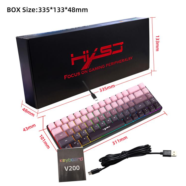 HXSJ V200 Gradient Color 68-key RGB Backlight Wired Membrane Keyboard