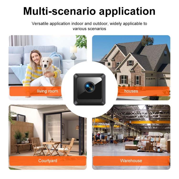 Mini telecamera intelligente WiFi magnetica HD W02 con rilevamento del movimento e visione notturna a infrarossi., W02