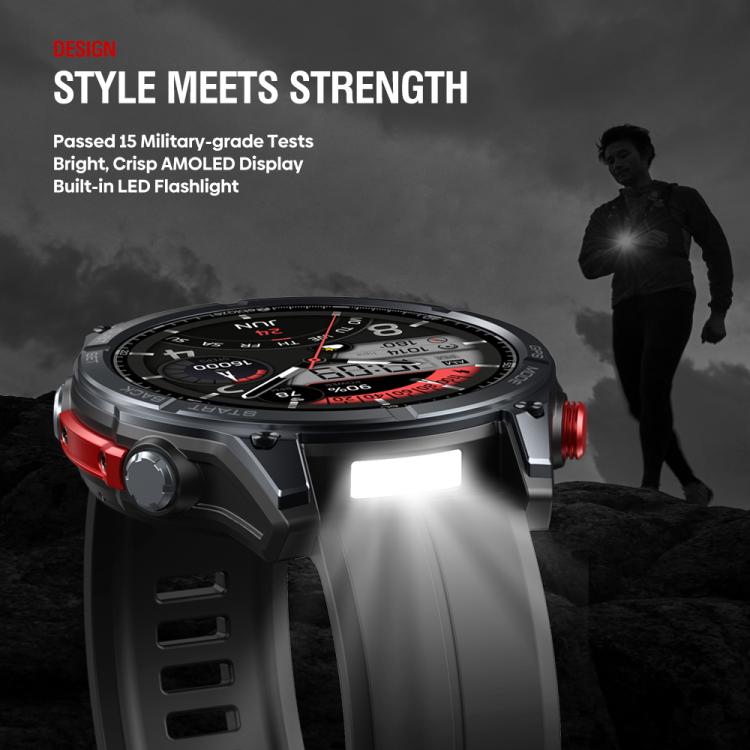 Zeblaze Stratos 4 Smartwatch GPS robusto per attività all'aperto con schermo da 1,43 pollici, resistenza fino a 5 ATM e certificazione IP69K.