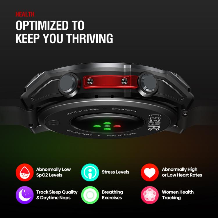 Zeblaze Stratos 4 Smartwatch GPS robusto per attività all'aperto con schermo da 1,43 pollici, resistenza fino a 5 ATM e certificazione IP69K.