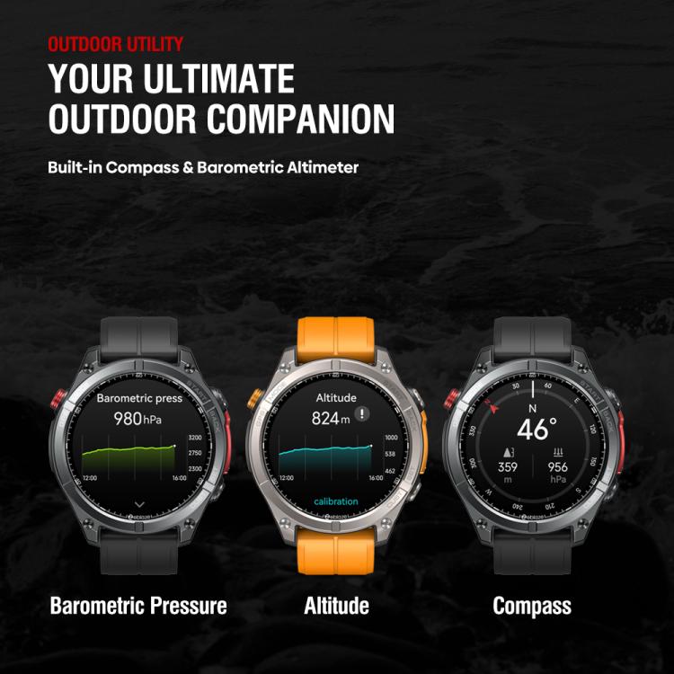 Zeblaze Stratos 4 Smartwatch GPS robusto per attività all'aperto con schermo da 1,43 pollici, resistenza fino a 5 ATM e certificazione IP69K.