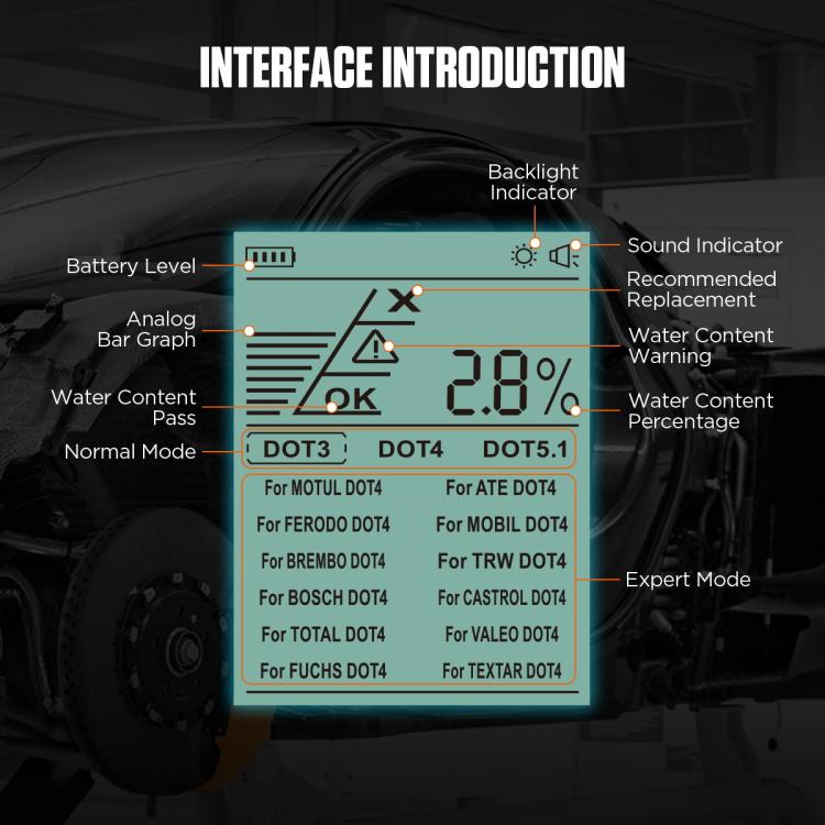 AUTOOL AS502 Tester intelligente digitale per liquido freni auto, con controllo del contenuto di acqua., AS502