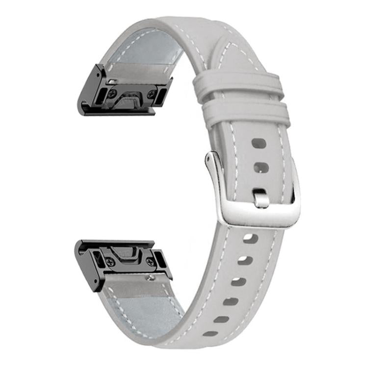 Cinturino per orologio xDfind in pelle con fibbia argentata a sgancio rapido., For Garmin Fenix 7 / 7X / 6X 26mm, For Garmin Fenix 7 / 7X / 6X 22mm