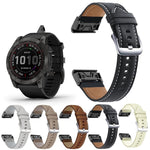 Cinturino per orologio xDfind in pelle con fibbia argentata a sgancio rapido., For Garmin Fenix 7 / 7X / 6X 26mm, For Garmin Fenix 7 / 7X / 6X 22mm