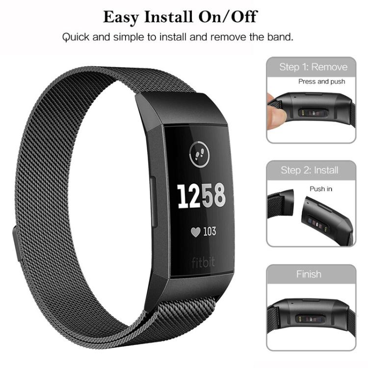 Cinturino per orologio xDfind Milanese magnetico in acciaio inossidabile, For Fitbit Charge 3 / 4