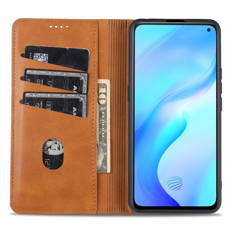 AZNS Custodia in pelle a vibrazione orizzontale con struttura in vitello magnetico con slot per carte, supporto e portafoglio, For vivo X30 / X30 Pro, For vivo X50 / X50 Pro, For vivo Y50, For vivo Z6