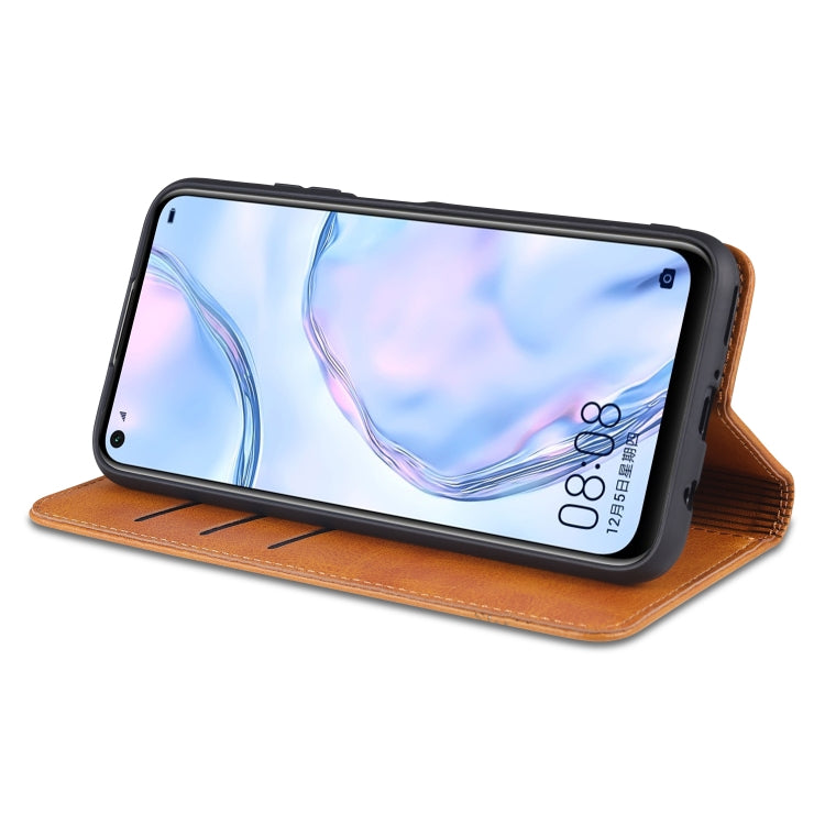 AZNS Custodia in pelle a vibrazione orizzontale con struttura in vitello magnetico con slot per carte, supporto e portafoglio, For Huawei P40 Lite / nova 6 SE, For Huawei Honor V30