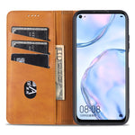 AZNS Custodia in pelle a vibrazione orizzontale con struttura in vitello magnetico con slot per carte, supporto e portafoglio, For Huawei P40 Lite / nova 6 SE, For Huawei Honor V30