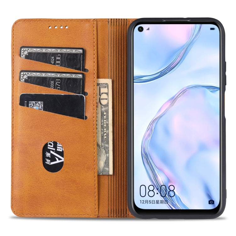 AZNS Custodia in pelle a vibrazione orizzontale con struttura in vitello magnetico con slot per carte, supporto e portafoglio, For Huawei P40 Lite / nova 6 SE, For Huawei Honor V30