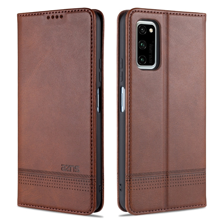 AZNS Custodia in pelle a vibrazione orizzontale con struttura in vitello magnetico con slot per carte, supporto e portafoglio, For Huawei P40 Lite / nova 6 SE, For Huawei Honor V30