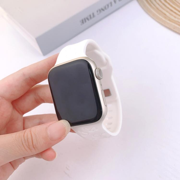 Cinturino per orologio in silicone con fibbia concava a fantasia leopardata., For Apple Watch 46mm / 49mm / 45mm / 44mm, For Apple Watch 42mm / 41mm / 40mm / 38mm