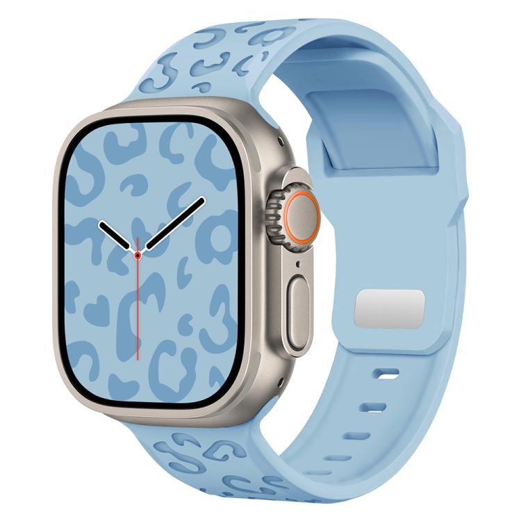 Cinturino per orologio in silicone con fibbia concava a fantasia leopardata., For Apple Watch 46mm / 49mm / 45mm / 44mm, For Apple Watch 42mm / 41mm / 40mm / 38mm