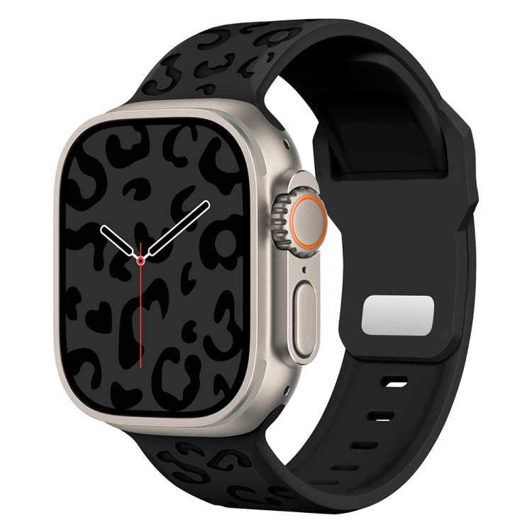 Cinturino per orologio in silicone con fibbia concava a fantasia leopardata., For Apple Watch 46mm / 49mm / 45mm / 44mm, For Apple Watch 42mm / 41mm / 40mm / 38mm