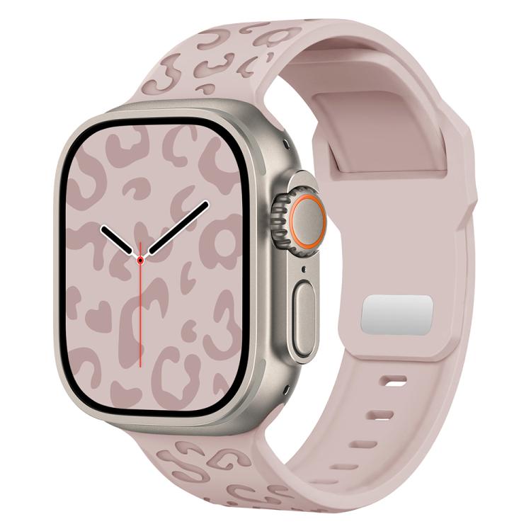 Cinturino per orologio in silicone con fibbia concava a fantasia leopardata., For Apple Watch 46mm / 49mm / 45mm / 44mm, For Apple Watch 42mm / 41mm / 40mm / 38mm