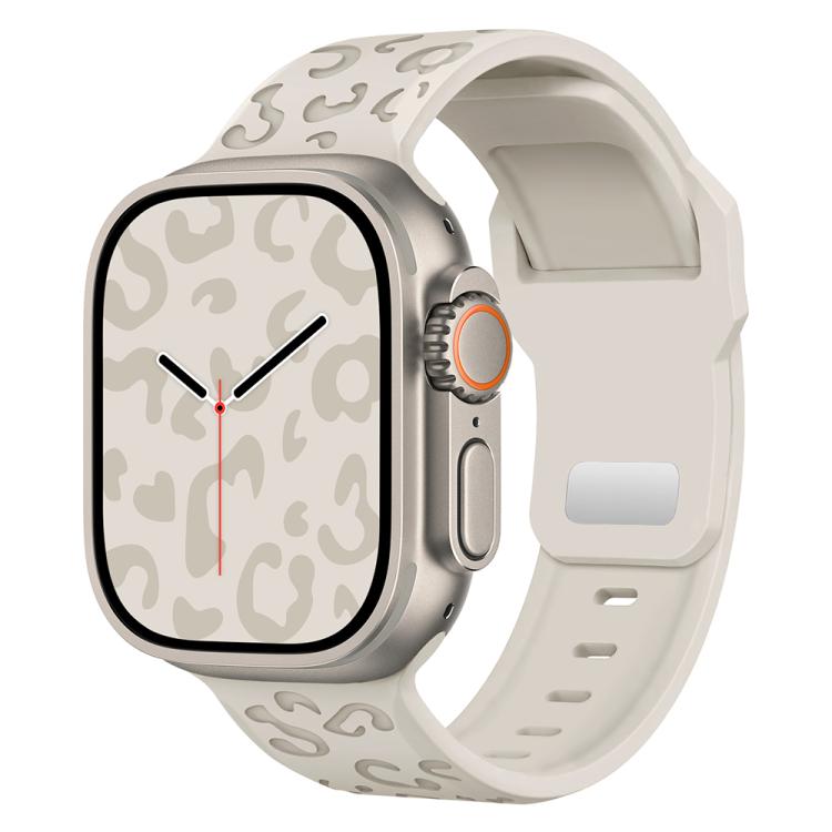 Cinturino per orologio in silicone con fibbia concava a fantasia leopardata., For Apple Watch 46mm / 49mm / 45mm / 44mm, For Apple Watch 42mm / 41mm / 40mm / 38mm