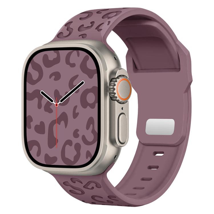 Cinturino per orologio in silicone con fibbia concava a fantasia leopardata., For Apple Watch 46mm / 49mm / 45mm / 44mm, For Apple Watch 42mm / 41mm / 40mm / 38mm