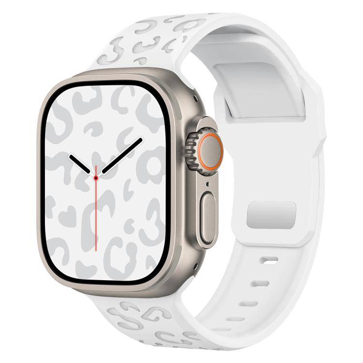 Cinturino per orologio in silicone con fibbia concava a fantasia leopardata., For Apple Watch 46mm / 49mm / 45mm / 44mm, For Apple Watch 42mm / 41mm / 40mm / 38mm