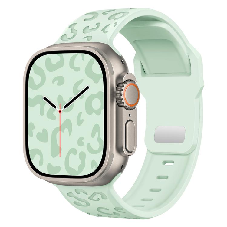 Cinturino per orologio in silicone con fibbia concava a fantasia leopardata., For Apple Watch 46mm / 49mm / 45mm / 44mm, For Apple Watch 42mm / 41mm / 40mm / 38mm