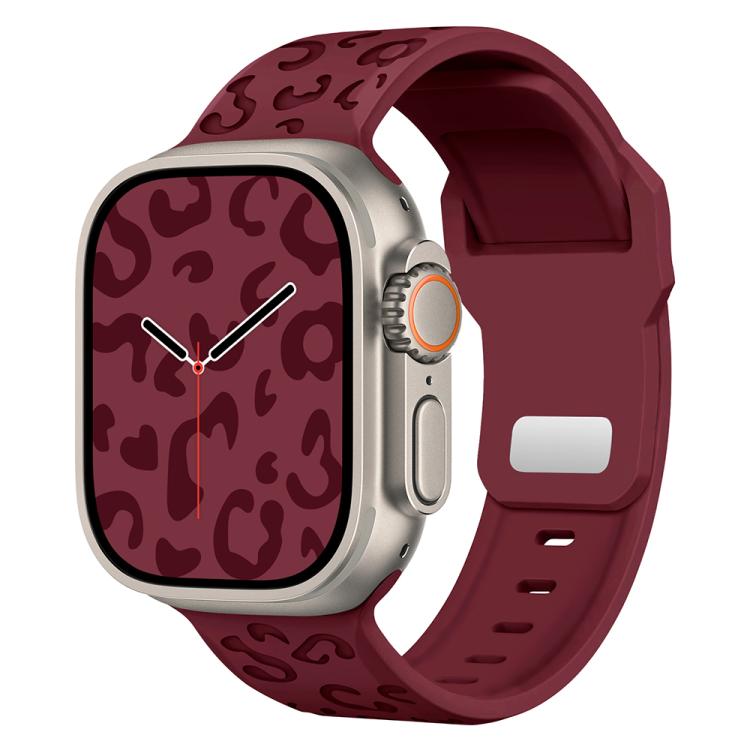 Cinturino per orologio in silicone con fibbia concava a fantasia leopardata., For Apple Watch 46mm / 49mm / 45mm / 44mm, For Apple Watch 42mm / 41mm / 40mm / 38mm