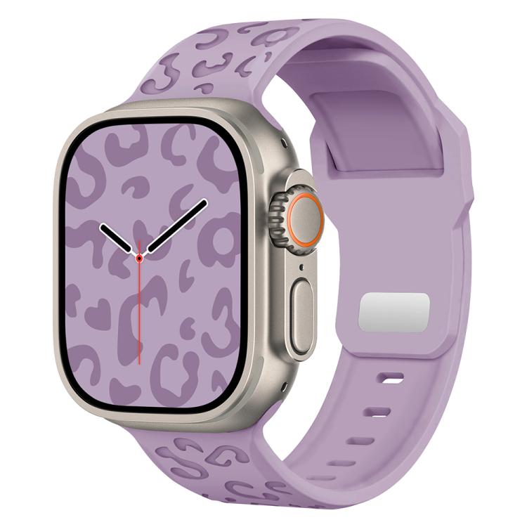 Cinturino per orologio in silicone con fibbia concava a fantasia leopardata., For Apple Watch 46mm / 49mm / 45mm / 44mm, For Apple Watch 42mm / 41mm / 40mm / 38mm