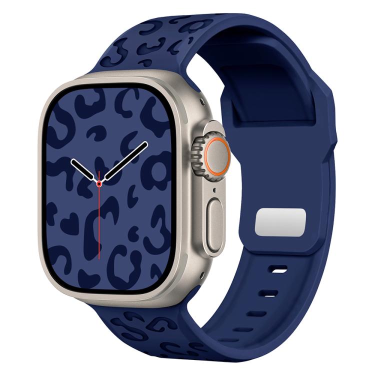 Cinturino per orologio in silicone con fibbia concava a fantasia leopardata., For Apple Watch 46mm / 49mm / 45mm / 44mm, For Apple Watch 42mm / 41mm / 40mm / 38mm