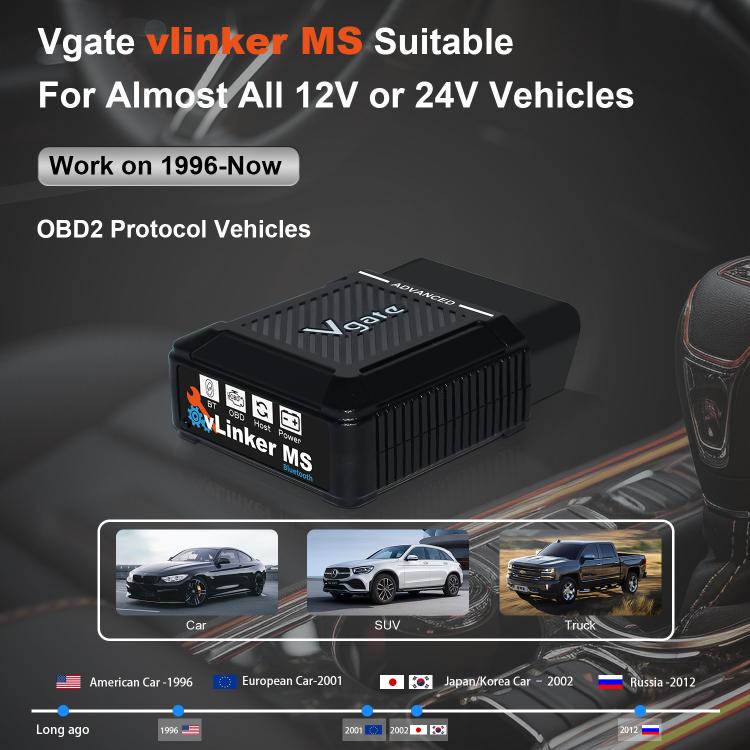 Scanner OBD2 per auto Vgate vLinker MS 12V/24V Bluetooth, vLinker MS