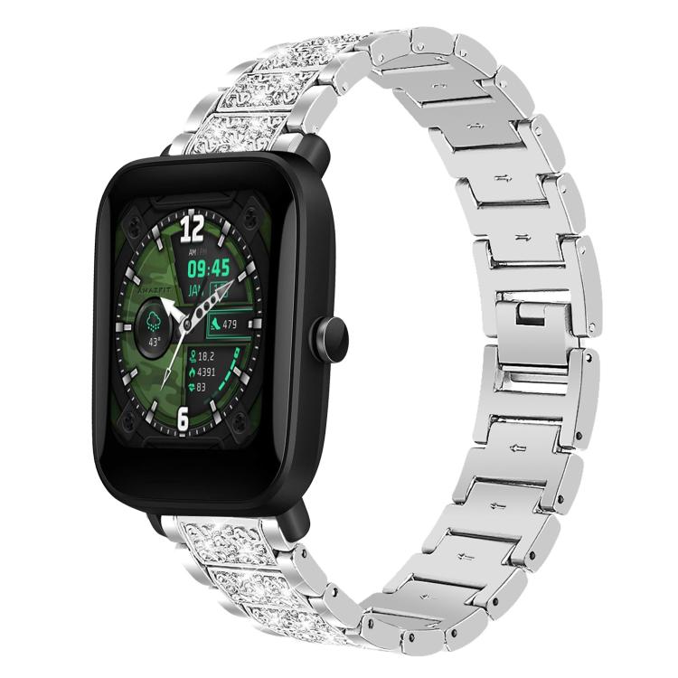 Cinturino per orologio in acciaio con diamanti xDfind, 22mm For Amazfit GTR 4/3/3 Pro/Bip6/Bip5, 20mm For Amazfit Bip U / Lite / Bip 3 Pro, 20mm For Amazfit GTS4 mini/GTS3/2/2E/GT2 mini, 18mm For Huawei GT5/GT4 41mm / OPPO Watch X2 Mini                ...